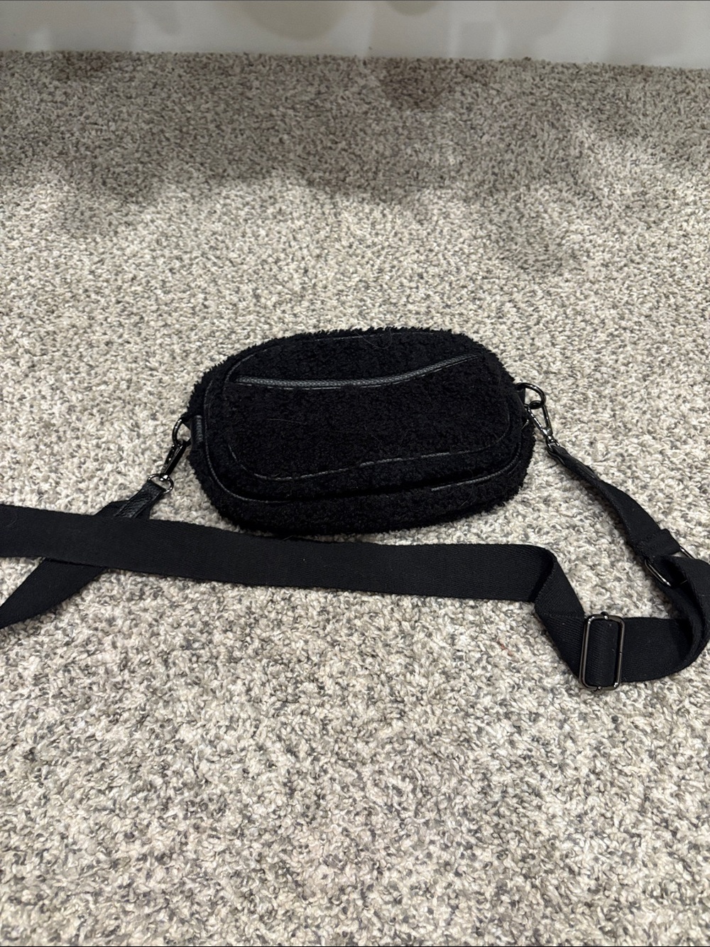 Black Fuzzy Crossbody Bag